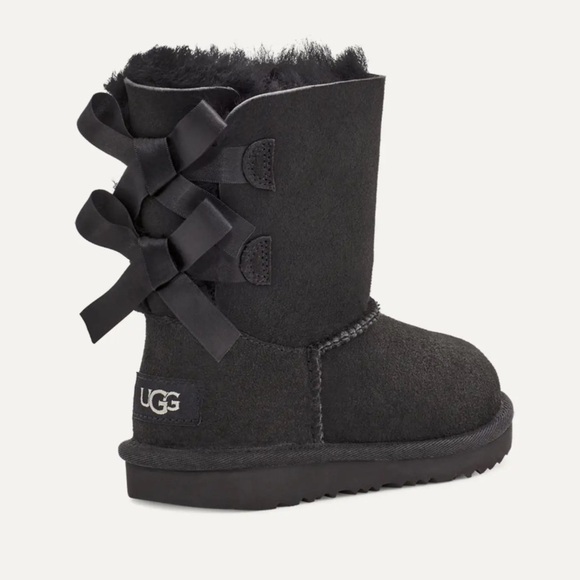 UGG Other - UGG Bailey Bow Black Suede Shearling Boots | Kids 3Y (Estimated)